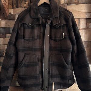 G-Star Men's Brown Plaid Military Jacket